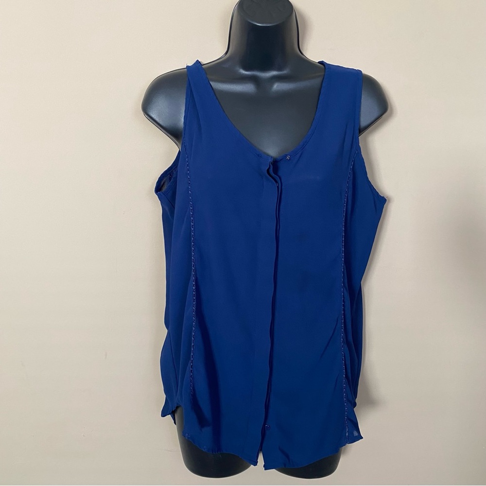 Rose & Olive Blue Button Down Tank Top